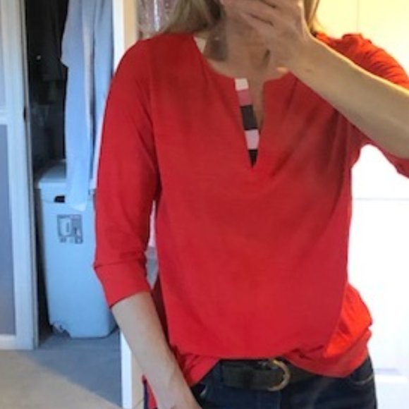 LOFT Tops - Loft Outlet 3/4 slv top with embroidered placket